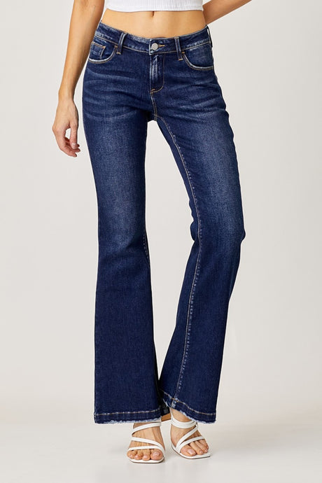 RISEN Low Rise Blue Denim Flared Leg Jeans