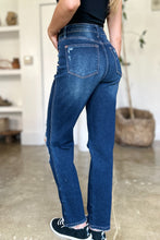 Load image into Gallery viewer, Judy Blue High Waist Destroyed Dark Blue Denim Straight Leg Jeans
