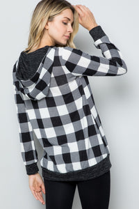 Celeste Contrast Plaid Long Sleeve Hoodie