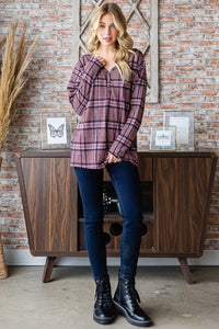 Heimish Mauve Plaid Long Sleeve Top