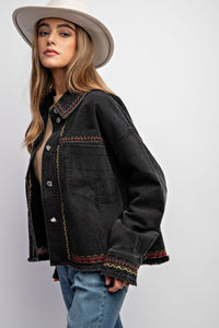 Sweet Generis Embroidered Washed Cotton Jacket