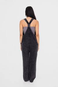 Mono B Black Mineral Washed Overalls