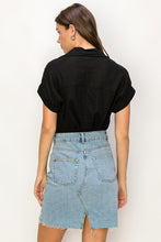 Load image into Gallery viewer, Hyfve Cuffed Sleeve Collared Cropped Linen Top
