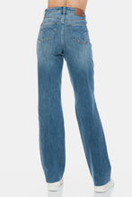 Carregar imagem no visualizador da galeria, Judy Blue Tummy Control Cut Raw Hem Blue Denim Straight Leg Jeans
