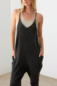 Le Lis Charcoal Waffle Knit Jumpsuit