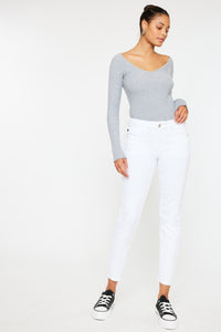 Kancan Mid Rise White Denim Skinny Jeans