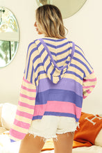 Load image into Gallery viewer, BiBi Striped Color Block Striped Hooded Knit Top
