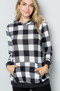 Celeste Contrast Plaid Long Sleeve Hoodie