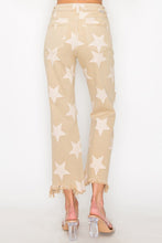 Ladda upp bild till gallerivisning, RISEN Star Pattern Frayed Hem Khaki Denim Jeans
