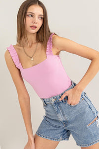 Hyfve Frilly Strap Ribbed Knit Bodysuit