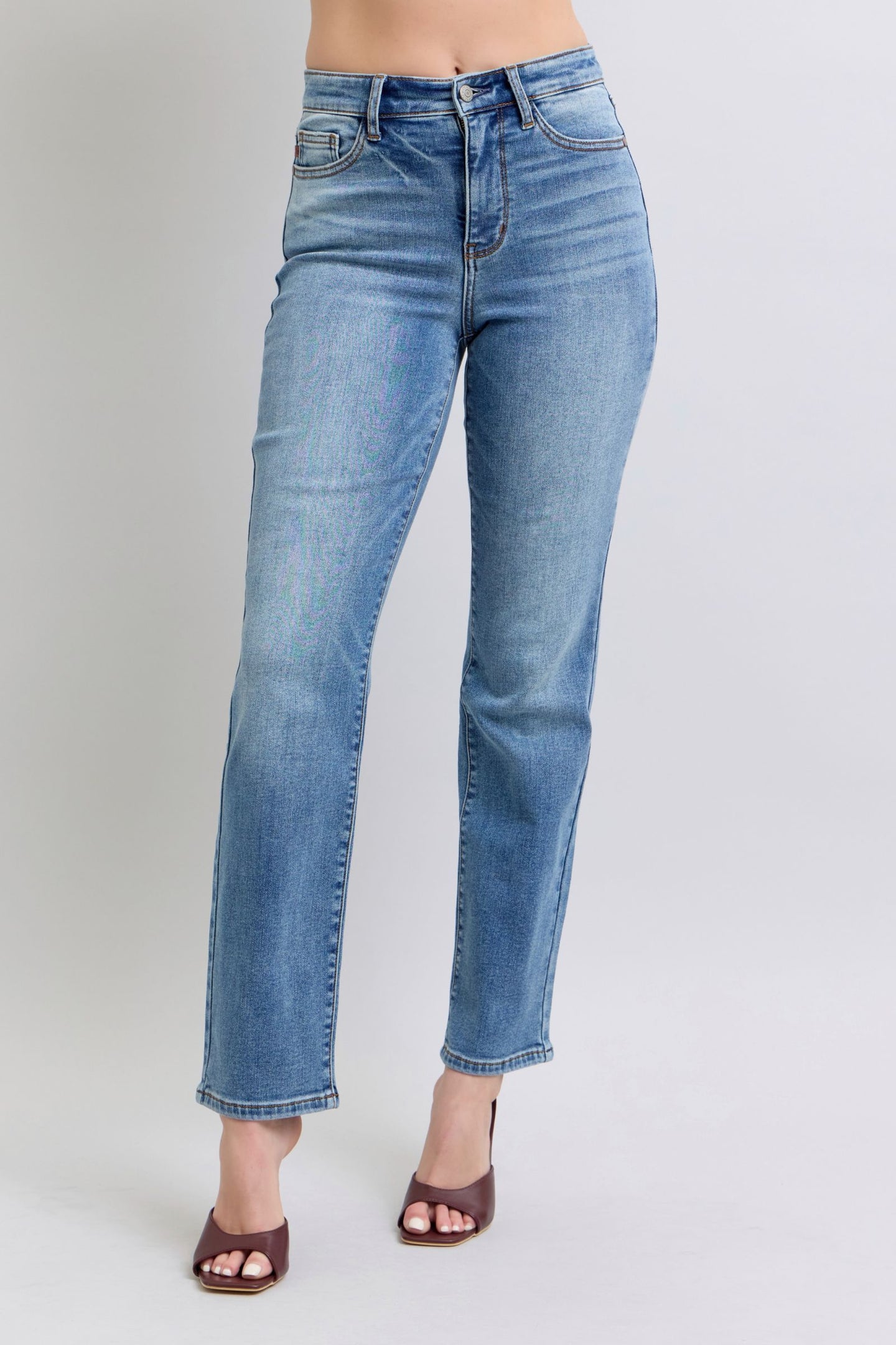 Judy Blue Wash Thermal Wash Straight Leg Blue Denim Jeans