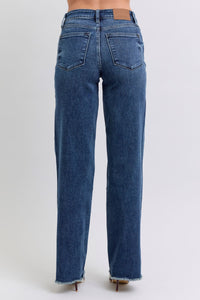 Judy Blue Raw Hem Mid Rise Blue Denim Jeans