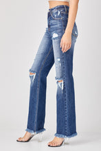 Load image into Gallery viewer, Risen Raw Hem Distressed Denim Straight Leg Jeans
