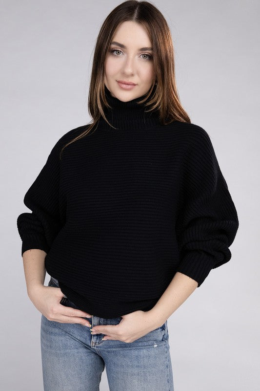 Zenana Dolman Sleeve Turtleneck Sweater