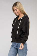 Load image into Gallery viewer, Zenana Acid Washed Zip Up Cropped Hoodie Top
