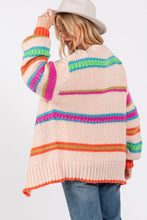 Cargar imagen en el visor de la galería, SAGE + FIG Rainbow Striped Open Front Knit Cardigan
