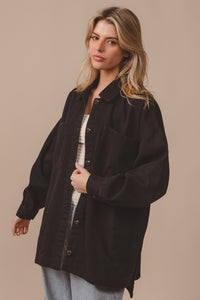 BiBi Black Button Up Washed Jacket