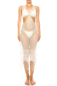 Mermaid Swimwear Super Soft Sheer Crochet Side Cutout Cover Up