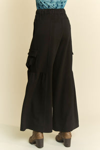 Davi & Dani Black Wide Leg Cargo Pants