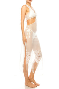 Mermaid Swimwear Super Soft Sheer Crochet Side Cutout Cover Up