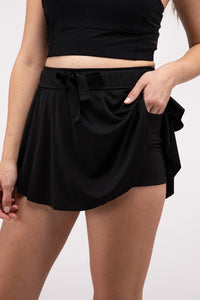 Zenana Curved Hem Athletic Skirt Hidden Shorts With Inner Pockets