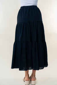 White Birch Black Tiered Maxi Skirt