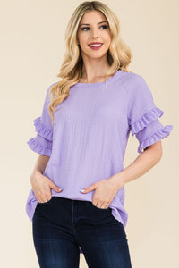 Celeste Double Ruffle Sleeve Textured Top