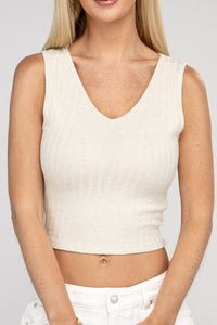 Zenana Cropped Ribbed Knit Tank Top