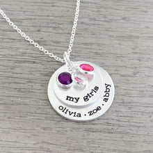 Cargar imagen en el visor de la galería, Personalized My Girls Necklace With Birthstones
