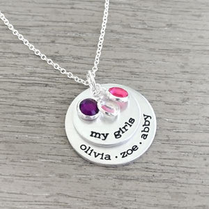 Personalized My Girls Necklace With Birthstones