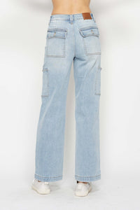 Judy Blue Straight Leg Light Blue Denim Cargo Jeans