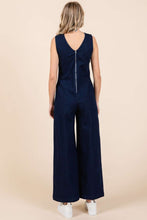 Load image into Gallery viewer, Mittoshop Sleeveless Wide Leg Blue Denim Jumpsuit
