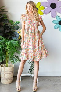 Heimish Floral Butterfly Sleeve Dress