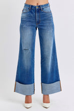 Ladda upp bild till gallerivisning, Judy Blue Distressed High Waist Wide Leg Blue Denim Jeans
