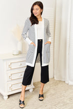 Ladda upp bild till gallerivisning, Double Take Striped Open Front Longline Cardigan
