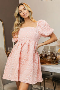 BiBi Blush Floral Puffy Sleeve Dress