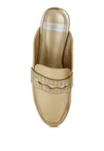 Ladda upp bild till gallerivisning, Rag Gold Adam Lane Stud Detail Metallic Pleather Mules
