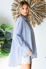 Load image into Gallery viewer, First Love Blue Striped Button Down Shirt
