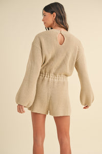 MABLE Taupe Relaxed Fit Knit Romper