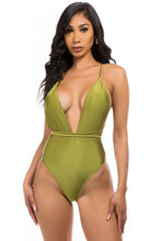 Cargar imagen en el visor de la galería, Mermaid Swimwear Crisscross Tie Back Deep V One Piece Swimsuit
