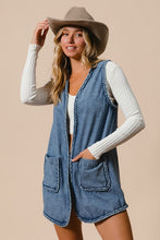 Ladda upp bild till gallerivisning, BiBi Braided Trim Open Front Blue Denim Vest
