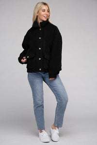 Ambiance Cozy Sherpa Button Down Lined Jacket