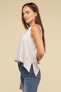 Zenana Asymmetrical Side Slit Sleeveless Top