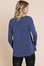 Ladda upp bild till gallerivisning, Super Lady Navy Blue Ribbed Knit Top
