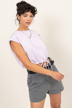 Load image into Gallery viewer, HYFVE Purple Drawstring Hem Crop Top
