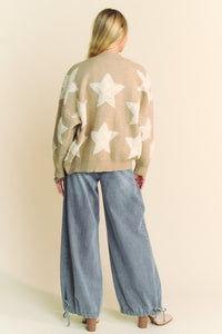 Davi & Dani Star Pattern Button Down Cardigan