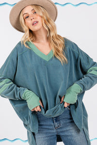 SAGE + FIG Mineral Wash Striped Contrast Top