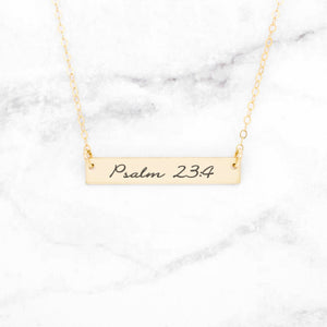 Psalm 23:4 Necklace Personalized Gold Bar Necklace