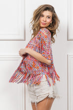 Cargar imagen en el visor de la galería, BiBi Open Front Fringed Crop Knit Cardigan
