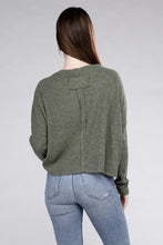 Ladda upp bild till gallerivisning, Zenana Seam Detailed Long Dolman Sleeve Cropped Ribbed Knit Top
